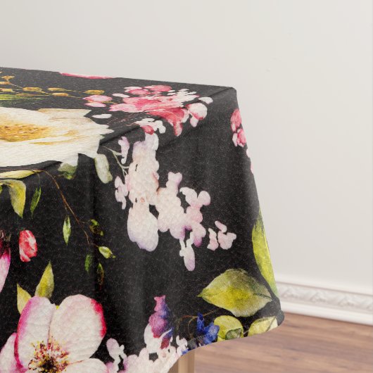 Rosa gelbe Rosen, schwarzer Hintergrund Tischdecke (Beispiel)