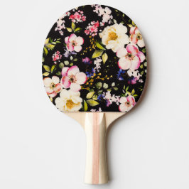 Rosa gelbe Rosen, schwarzer Hintergrund Tischtennis Schläger