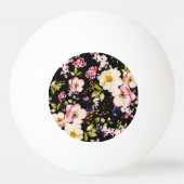 Rosa gelbe Rosen, schwarzer Hintergrund Tischtennisball (Rückseite)