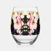 Rosa gelbe Rosen, schwarzer Hintergrund Weinglas Ohne Stiel (Links)