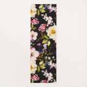 Rosa gelbe Rosen, schwarzer Hintergrund Yogamatte (Rückseite)