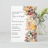 Rosa Gelbe Rosenlilie Orchideen Hochzeit Einladung (Stehend Vorderseite)