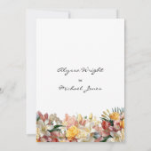 Rosa Gelbe Rosenlilie Orchideen Hochzeit Einladung (Rückseite)