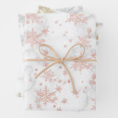 Rosa Gelbe Silberschneeflocken Weißer Marmor Geschenkpapier Set (Beispiel)