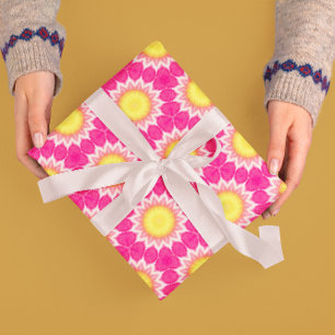 Rosa Gelbe Sonnenblume Muster Umschlagpapier Rolle Geschenkpapier