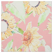 Rosa Gelbe Sonnenblumen Aquarellblumen Stoff (Muster)