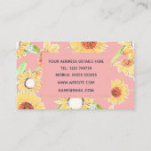 Rosa Gelbe Sonnenblumen Aquarellblumen Visitenkarte (Rückseite)