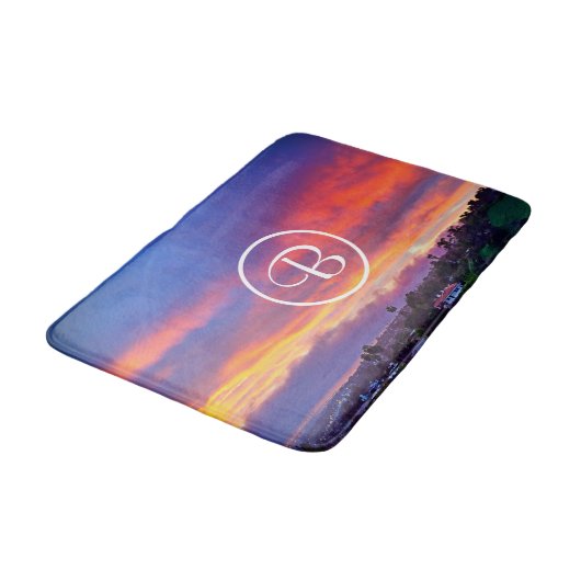 Rosa gelbe Sonnenuntergangsfotografie, fett Badematte (Schrägansicht)