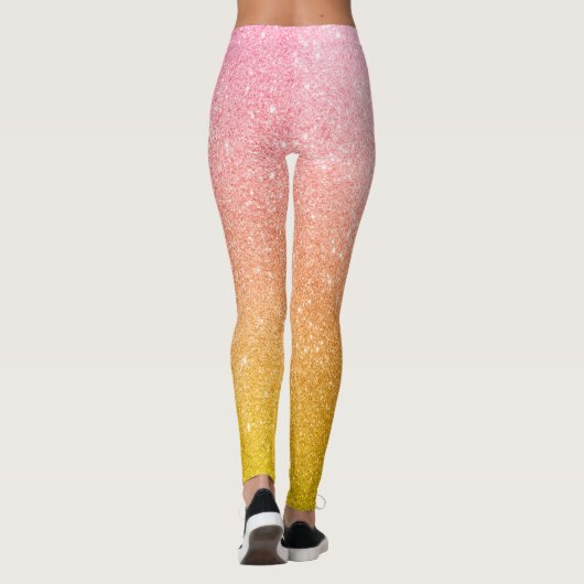 Rosa Gelbe Sparkone Glitzer Party Leggings (Rückseite)