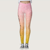 Rosa Gelbe Sparkone Glitzer Party Leggings (Vorderseite)