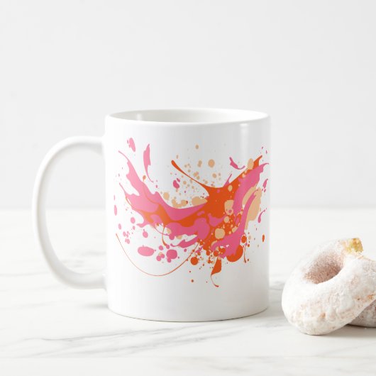 Rosa Gelbe Splash Artistisch Kaffeetasse (Mit Donut)