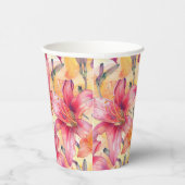 Rosa Gelbe Taglilien Pappbecher (Rechts)