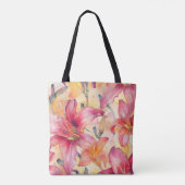 Rosa Gelbe Taglilien Tasche (Rückseite)