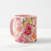 Rosa Gelbe Taglilien Tasse (Vorderseite Links)