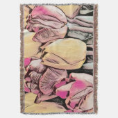 Rosa Gelbe Tulips Retro Zeichnend Decke (Vorderseite Vertikal)