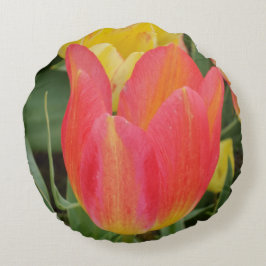 Rosa gelbe Tulpen Rundkissen Rundes Kissen