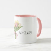 Rosa gelbe Tulpenblumen Ostern Tasse (VorderseiteRechts)