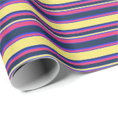 Rosa, gelbe und blaue Streifen Geschenkpapier (Rolleneckpunkt)
