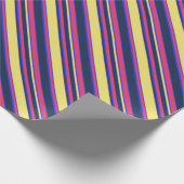 Rosa, gelbe und blaue Streifen Geschenkpapier (Ecke)