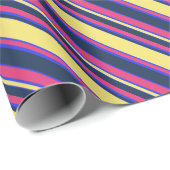 Rosa, gelbe und blaue Streifen Geschenkpapier (Rolleneckpunkt)