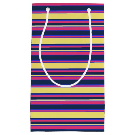 Rosa, gelbe und blaue Streifen Kleine Geschenktüte (Vorderseite)