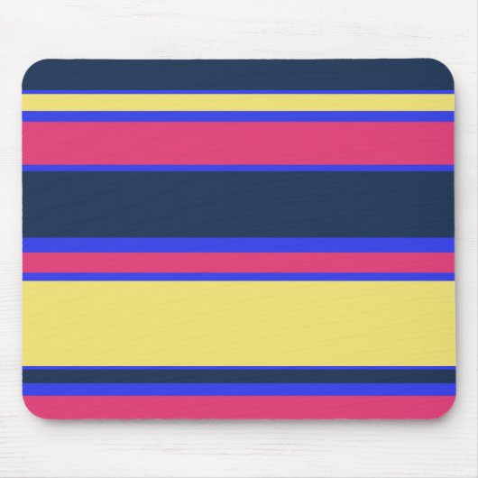 Rosa, gelbe und blaue Streifen Mousepad (Vorne)