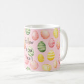 Rosa, Gelbe und Grüne Ostereier Kaffeetasse (VorderseiteRechts)