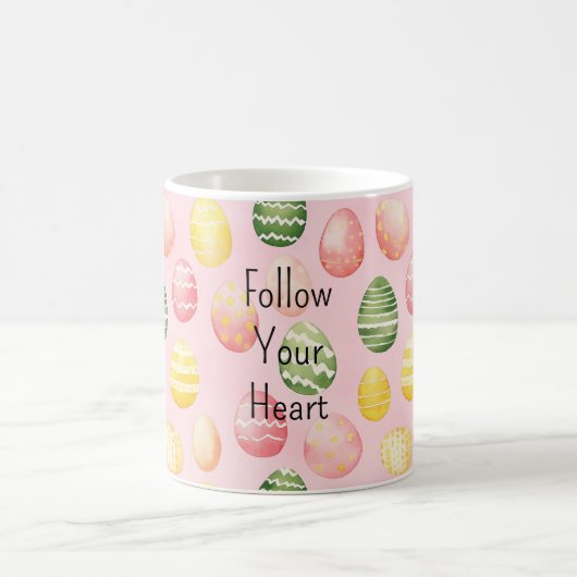 Rosa, Gelbe und Grüne Ostereier Kaffeetasse (Mittel)