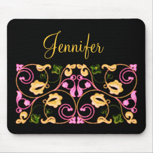 Rosa Gelbe und grüne Weinberge mit Namen Mousepad