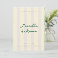 Rosa Gelbe Vertikale Streifen Moderne Save-the-Dat
