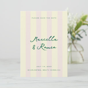Rosa Gelbe Vertikale Streifen Moderne Save-the-Dat Einladung