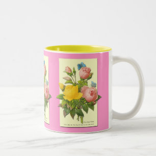 Rosa gelbe Vintage botanische Rosen Kaffeetasse