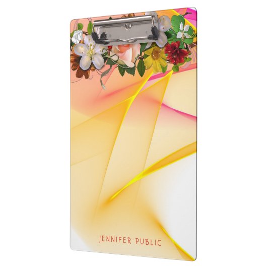 Rosa Gelbe Vorlage Blumenfarben Klemmbrett (Links)