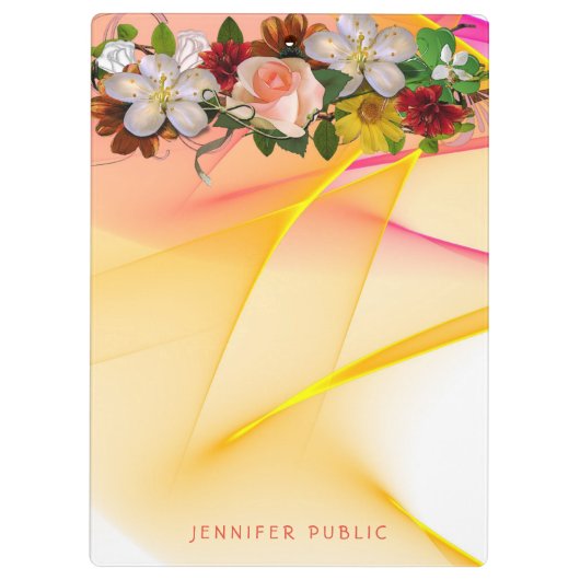 Rosa Gelbe Vorlage Blumenfarben Klemmbrett (Rückseite)