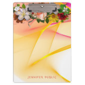 Rosa Gelbe Vorlage Blumenfarben Klemmbrett (Vorderseite)