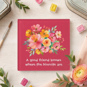 Rosa gelbe Wasserfarben Floralien Rosa Freunde Zit Glasuntersetzer
