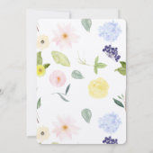 Rosa gelbe Wasserfarbenblütenhochzeit Einladung (Rückseite)