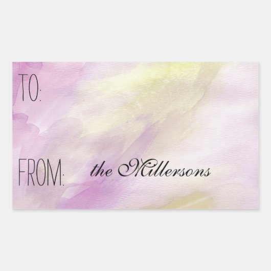 Rosa gelbe Wasserfarbenprägung Markierung Rechteckiger Aufkleber (Vorderseite)