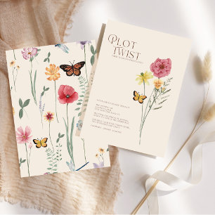 Rosa Gelbe Wildblume Drehung Save the Date