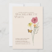Rosa Gelbe Wildblume Junggeselinnen-Abschied Einladung (Vorderseite)