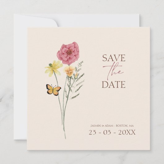 Rosa Gelbe Wildblume WhimsikSave the Date Save The Date (Vorderseite)