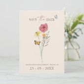 Rosa Gelbe Wildblume WhimsikSave the Date Save The Date (Stehend Vorderseite)