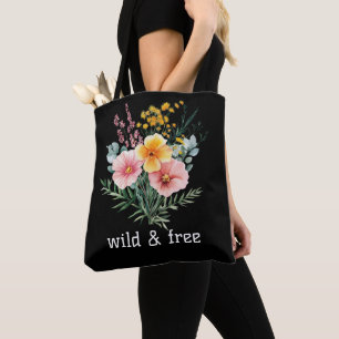 Rosa gelbe Wildblumen Aquarell Wild und Frei Tasche