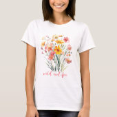 Rosa Gelbe Wildblumen Aquarell Wild und kostenlos T-Shirt (Vorderseite)