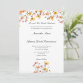 Rosa Gelbe Wildblumen Feierliche Hochzeit Einladung (Stehend Vorderseite)