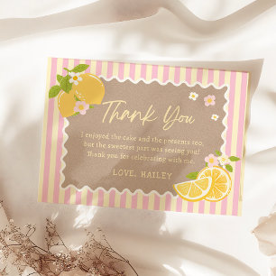 Rosa gelbe Zitrone Frisch Geburtstag Danke Karte