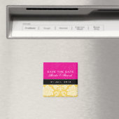 Rosa gelber Damast-Save the Date Magnet (In Situ (Geschirrspüler))