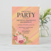 Rosa Gelber Frühlingsgarten Flora 60. Geburtstag Einladung (Stehend Vorderseite)