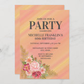 Rosa Gelber Frühlingsgarten Flora 60. Geburtstag Einladung (Vorne/Hinten)