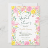 Rosa gelber Garten Blumengarten Brautparty Einladung (Vorderseite)